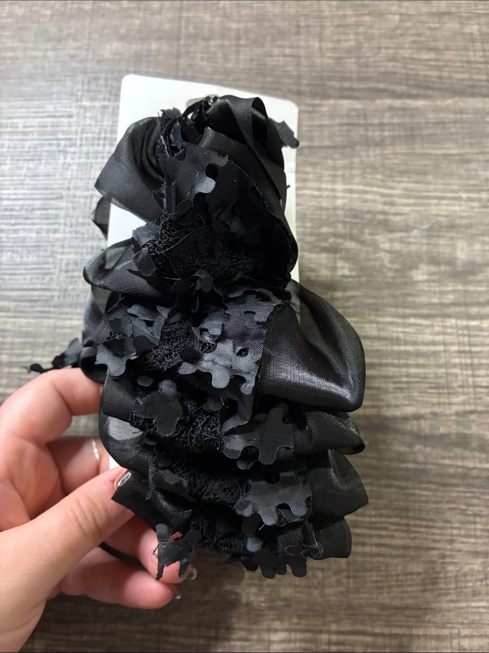 Black Floral Fabric Hair Claw Clip
